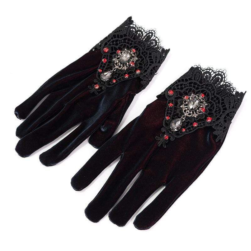 DEVIL FASHION Women's Gothic Floral Color Gradient Gloves