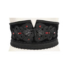 DEVIL FASHION Women's Gothic Floral Embroidered Beaded Belt