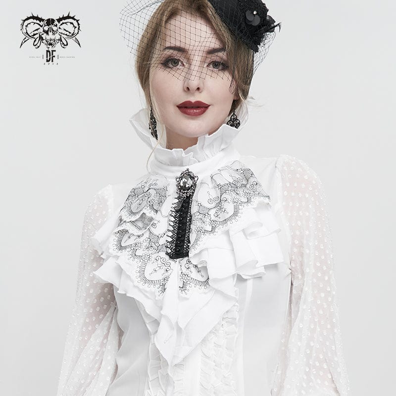 Neck Ruffles Goth Women's Gothic Floral Embroidered Ruffled Neckwear – Punk Design