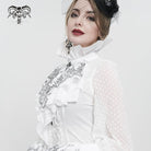DEVIL FASHION Women's Gothic Floral Embroidered Ruffled Neckwear
