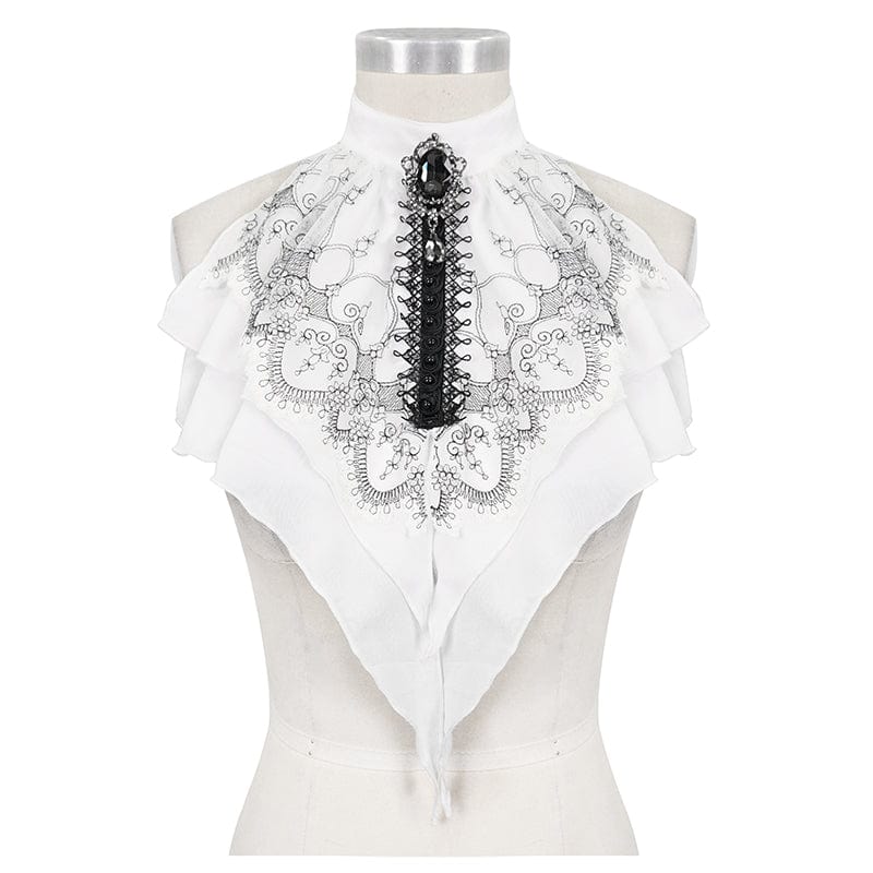 DEVIL FASHION Women's Gothic Floral Embroidered Ruffled Neckwear
