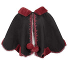 DEVIL FASHION Women's Gothic Floral Embroidered Splice Cape with Hood Black