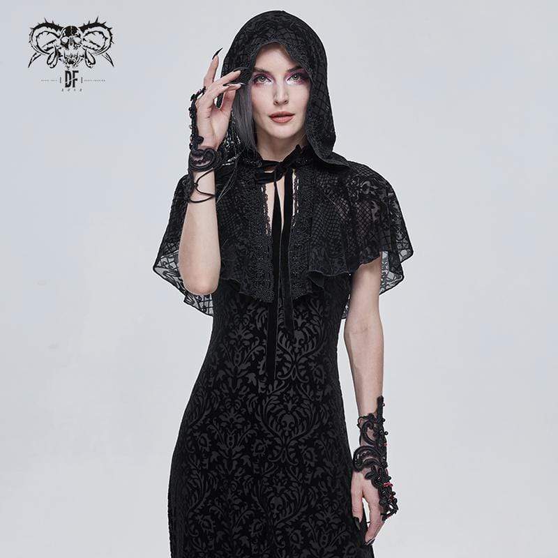 DEVIL FASHION Women's Gothic Floral Sheer Gloves