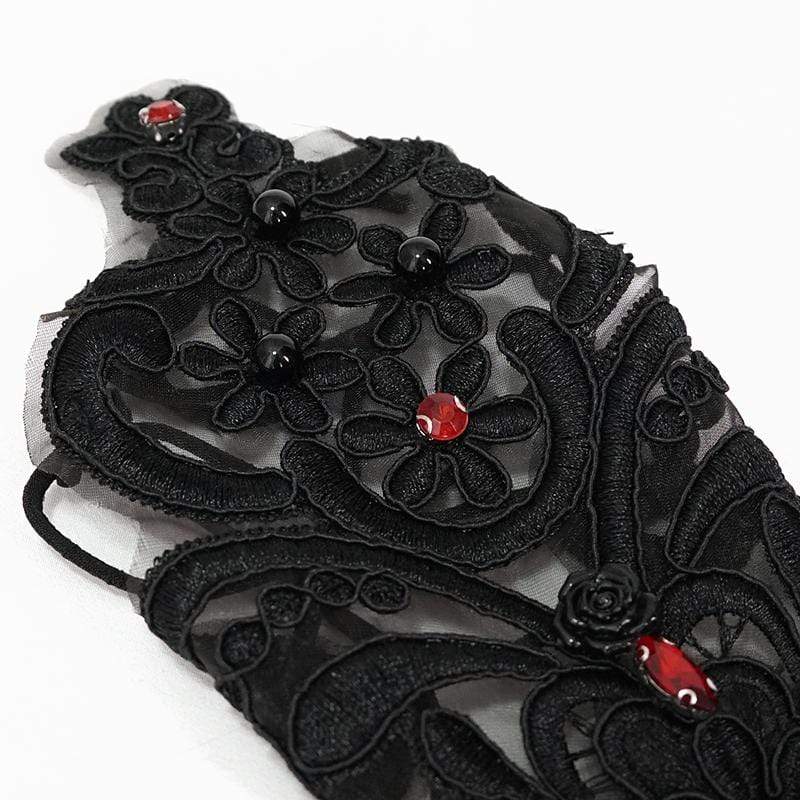 DEVIL FASHION Women's Gothic Floral Sheer Gloves