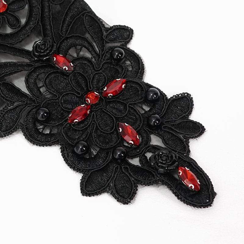 DEVIL FASHION Women's Gothic Floral Sheer Gloves