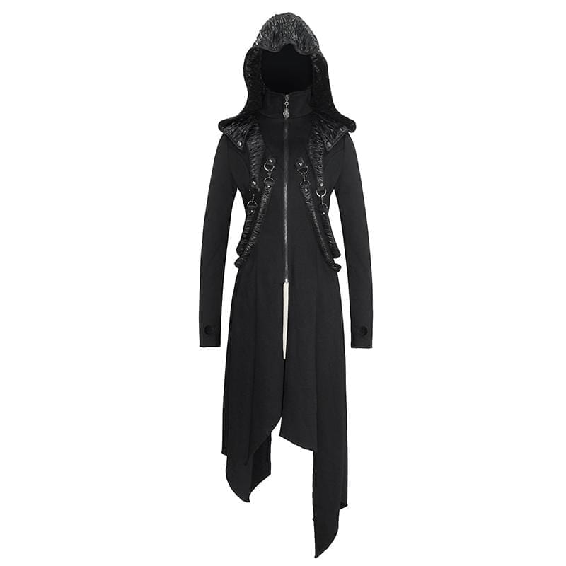 DEVIL FASHION Women's Gothic Front Zip Long Jackets With Hood