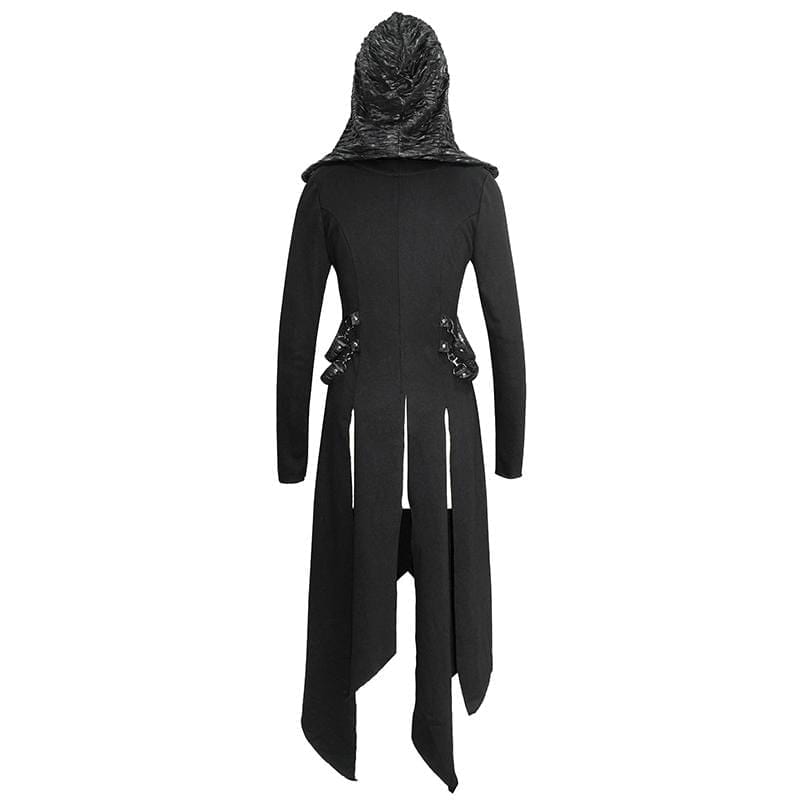 DEVIL FASHION Women's Gothic Front Zip Long Jackets With Hood