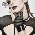 DEVIL FASHION Women's Gothic Full Mesh PU Irregular Gloves