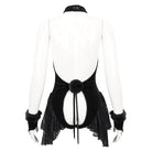 DEVIL FASHION Women's Gothic Halterneck Lace Splice Velvet Lingerie with Oversleeves