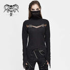 DEVIL FASHION Women's Gothic High Collar Mesh Jacquard Tops