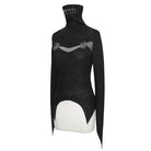 DEVIL FASHION Women's Gothic High Collar Mesh Jacquard Tops