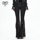 DEVIL FASHION Women's Gothic High-waisted Floral Lace Bell-bottoms