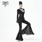 DEVIL FASHION Women's Gothic High-waisted Floral Lace Bell-bottoms