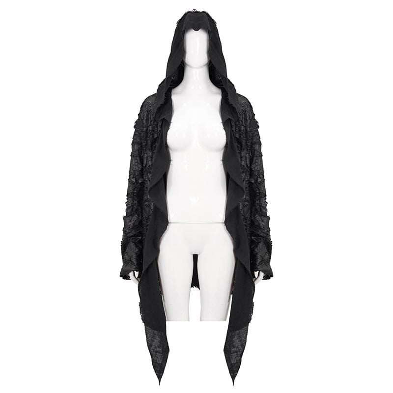 Women's Gothic Irregular Distressed Coat with Hood