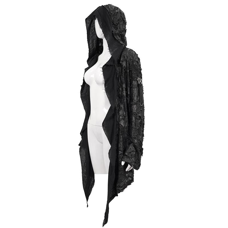 Women's Gothic Irregular Distressed Coat with Hood
