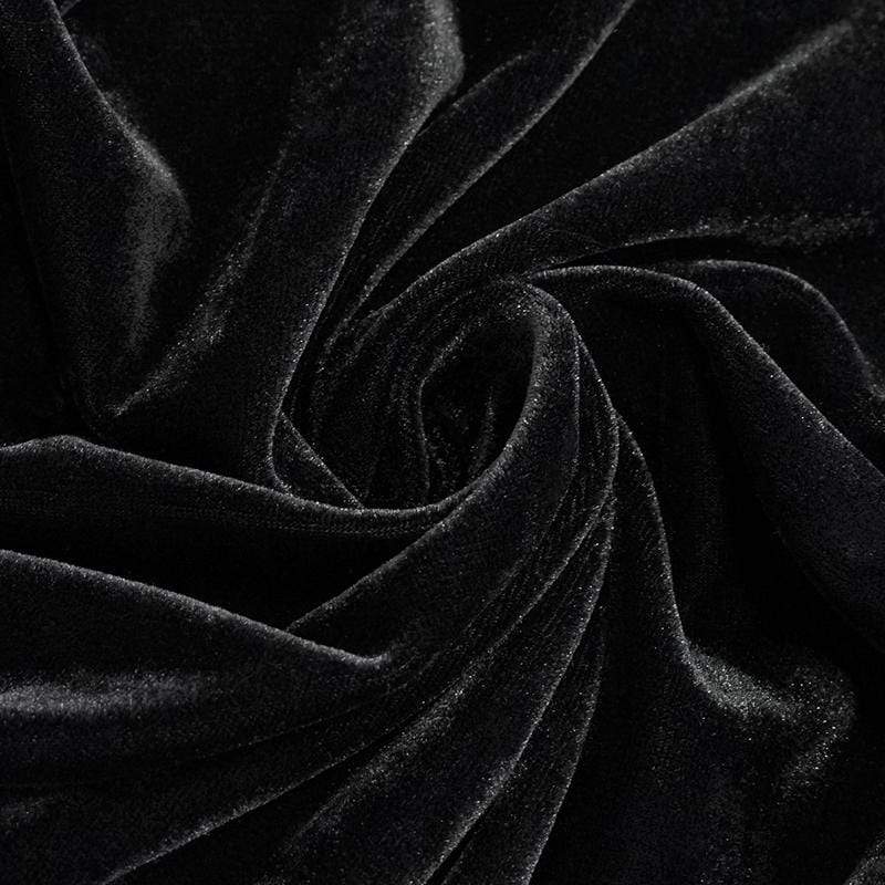Women's Gothic Irregular Floral Embroidered Black Dress