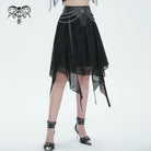 DEVIL FASHION Damen Gothic Unregelmäßiger Netzrock mit Kette