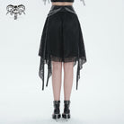 DEVIL FASHION Damen Gothic Unregelmäßiger Netzrock mit Kette