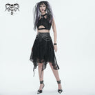 DEVIL FASHION Damen Gothic Unregelmäßiger Netzrock mit Kette