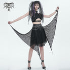 DEVIL FASHION Damen Gothic Unregelmäßiger Netzrock mit Kette