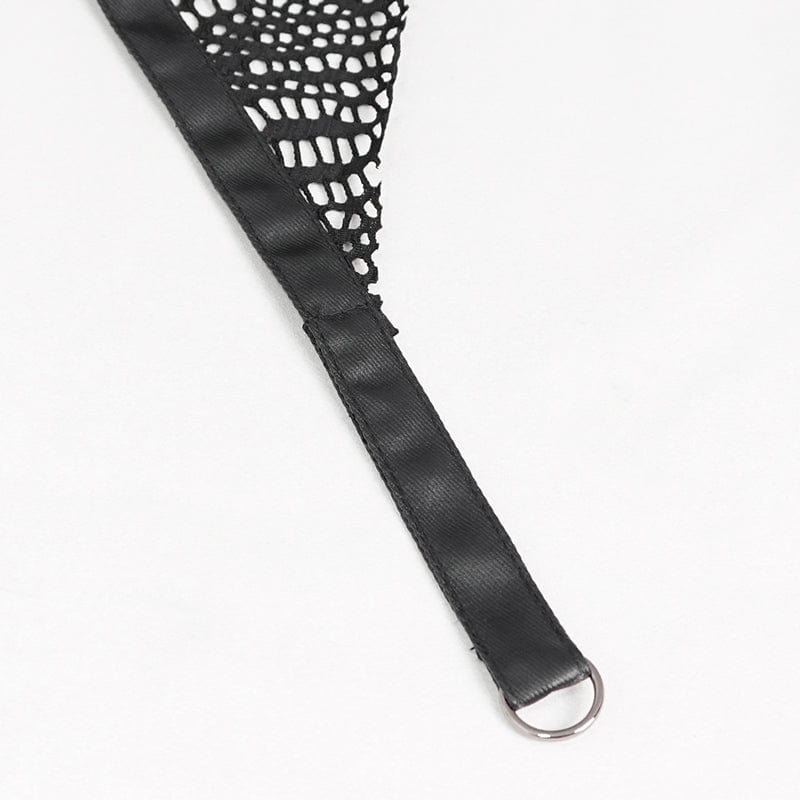 DEVIL FASHION Women's Gothic Irregular Mesh Skirt with Chain