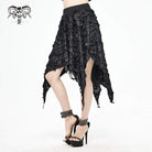 Women's Gothic Irregular Ripped Black Skirt