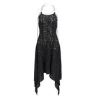 DEVIL FASHION Women's Gothic Irregular Ripped Chain Halterneck Dress
