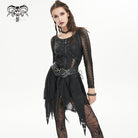 DEVIL FASHION Women's Gothic Irregular Ripped Mesh Dress