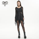 DEVIL FASHION Women's Gothic Irregular Ripped Mesh Dress