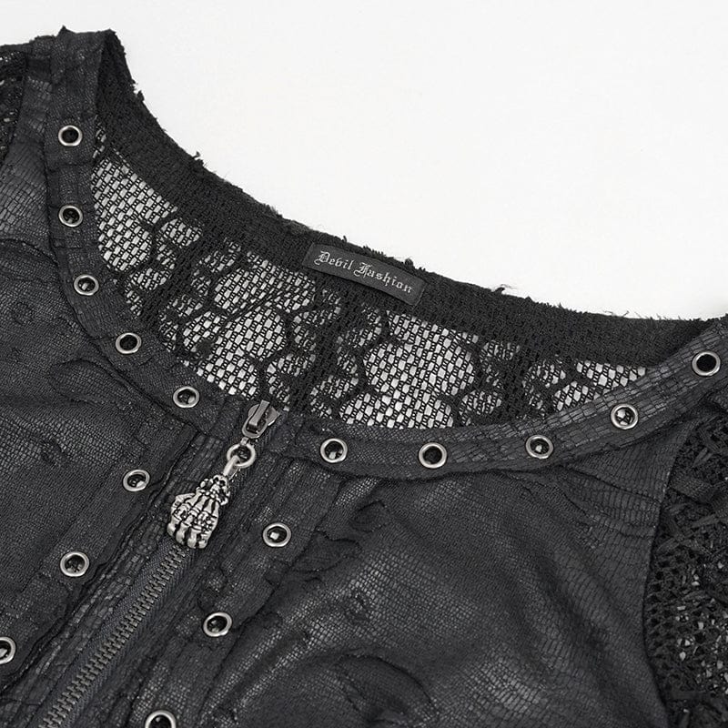 DEVIL FASHION Women's Gothic Irregular Ripped Mesh Dress