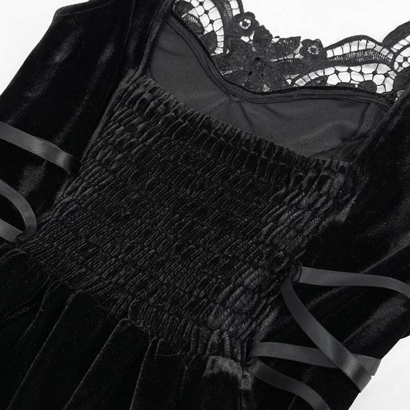 Women's Gothic Irregular Strappy Black Slip Dress
