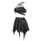 DEVIL FASHION Damen Gothic Unregelmäßiger Nieten-Netz-Splice-Badeanzug