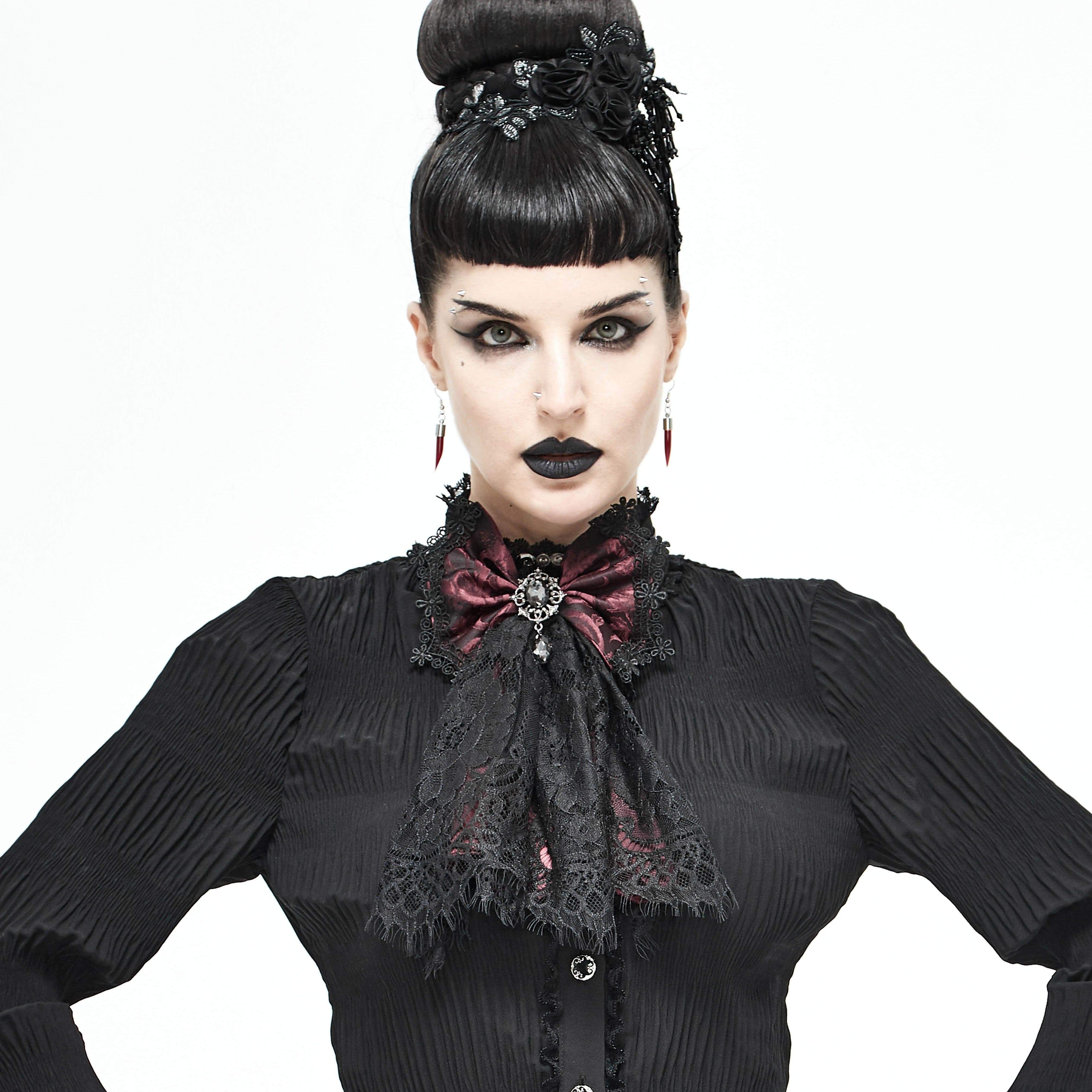 Cravatte rosse con fiocco in pizzo gotico da donna