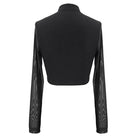 Women's Gothic Lace Overlay Scottish Check Short Puffed Sleeve Tops