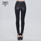 DEVIL FASHION Women's Gothic Lace Splice Faux Leather Leggings