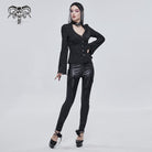 DEVIL FASHION Women's Gothic Lace Splice Faux Leather Leggings