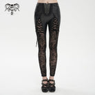 DEVIL FASHION Women's Gothic Lace Splice Faux Leather Leggings