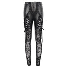 DEVIL FASHION Women's Gothic Lace Splice Faux Leather Leggings