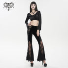 DEVIL FASHION Damen Gothic Schlaghose aus Spitze und Samt