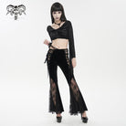 DEVIL FASHION Damen Gothic Schlaghose aus Spitze und Samt
