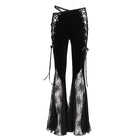 DEVIL FASHION Damen Gothic Schlaghose aus Spitze und Samt