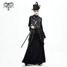 Women's Gothic Layered Floral Embroidered Black Long Skirt