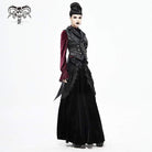 Women's Gothic Layered Floral Embroidered Black Long Skirt