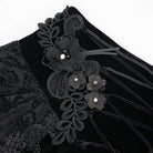 Women's Gothic Layered Floral Embroidered Black Long Skirt