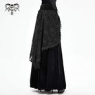 Women's Gothic Layered Floral Embroidered Black Long Skirt