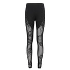 DEVIL FASHION Women's Gothic Mesh Splice Chain Leggings