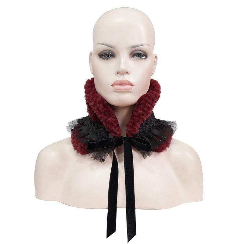 DEVIL FASHION Women's Gothic Mesh Splice Strappy Scarf Red
