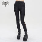 DEVIL FASHION Women's Gothic Metal Chain Ripped Leggings