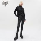 DEVIL FASHION Women's Gothic Metal Chain Ripped Leggings