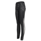 DEVIL FASHION Women's Gothic Metal Chain Ripped Leggings